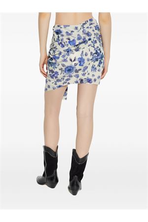 Gonna Corta Drappeggiata Ovia In Seta Stretch Con Stampa ISABEL MARANT | JU0422FCD1J11I30BU